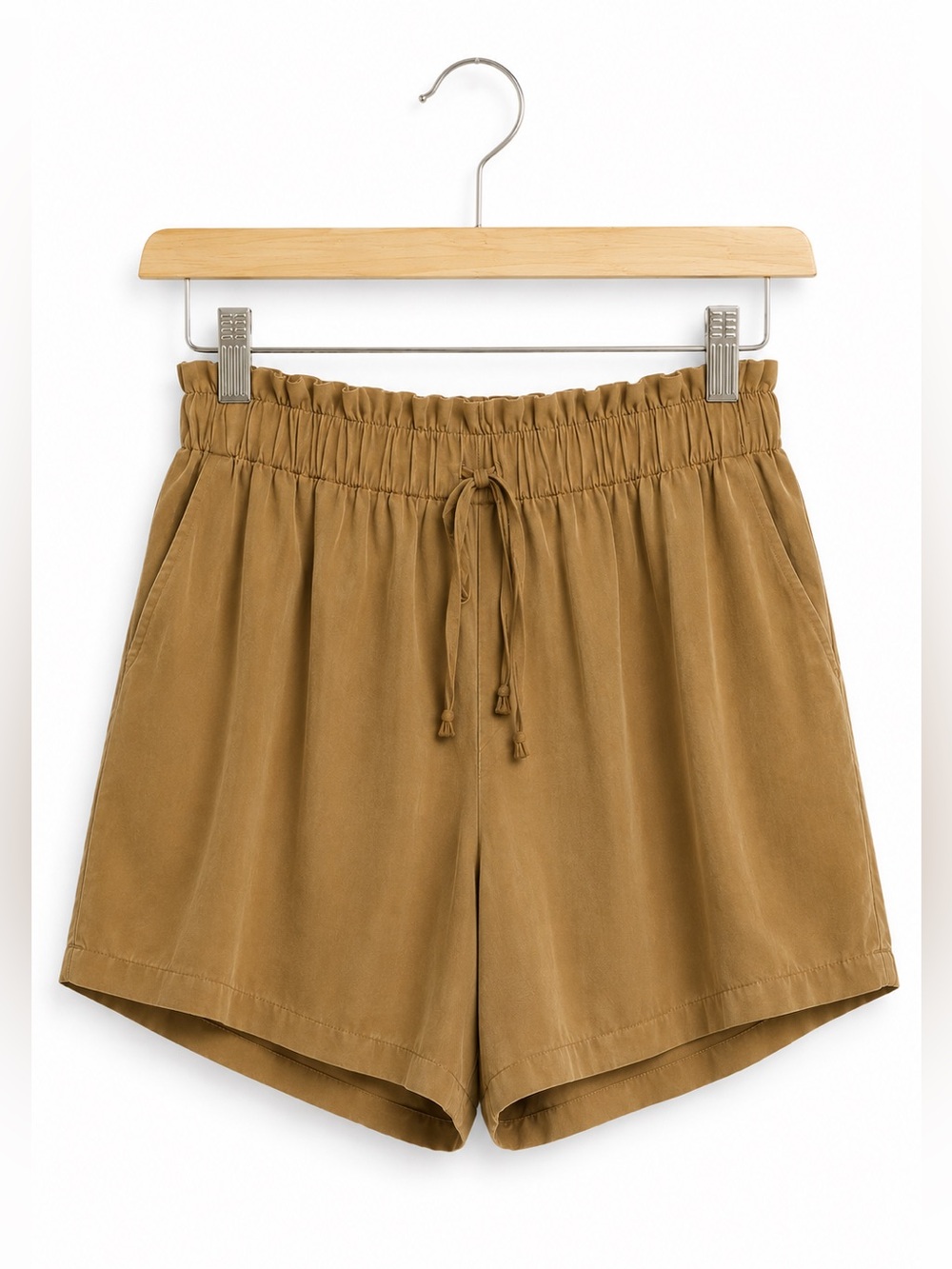 Forever 21 Plus Size 1X Camel Tan Paperbag Waist High Rise Flowy Satin Shorts